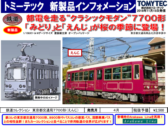 トミーテック 300335 鉄道コレクション 東京都交通局7700形 (えんじ