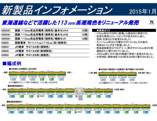 トミックス 92554 113 2000系近郊電車(湘南色)基本セットB (4両