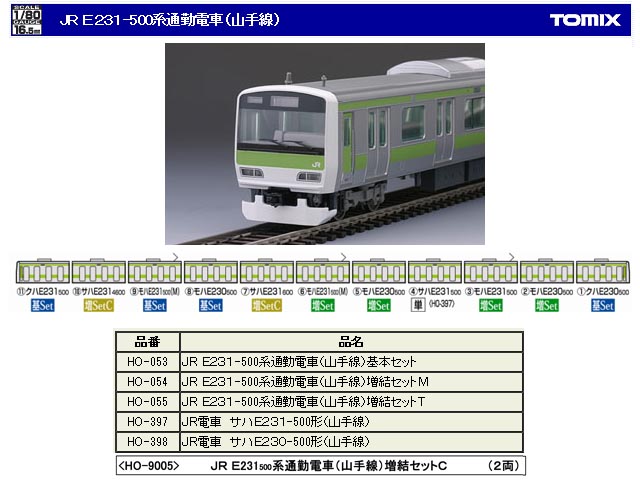 トミックス HO-055 E231 500系通勤電車(山手線)増結セット(T) (2両