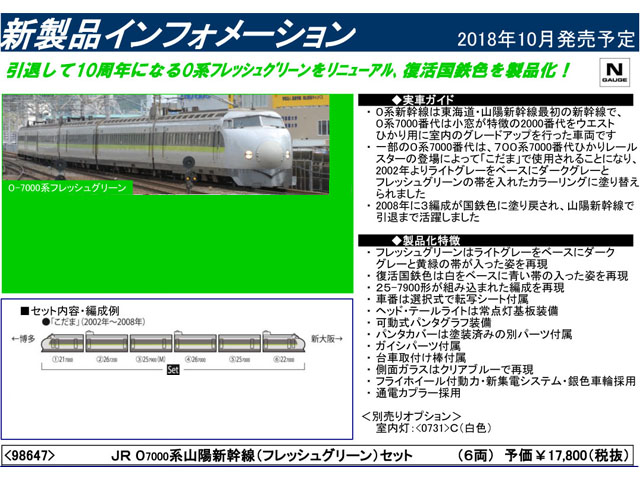 トミックス 98647 0系7000番台 山陽新幹線 (フレッシュグリーン