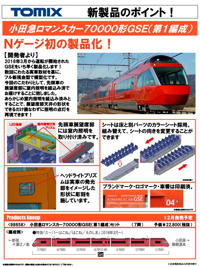 ★TOMIX98658 7両セット小田急ロマンスカー70000形GSE第1編成鉄道