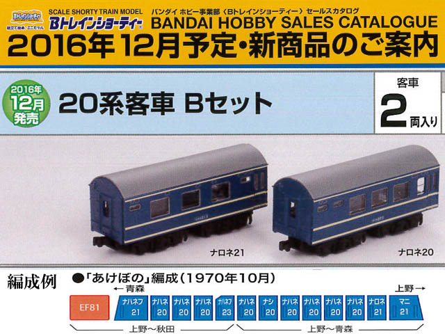 バンダイ 114833 Bトレ 20系客車Bセット 2両(鉄道模型） タムタムオンラインショップ札幌店 通販 鉄道模型