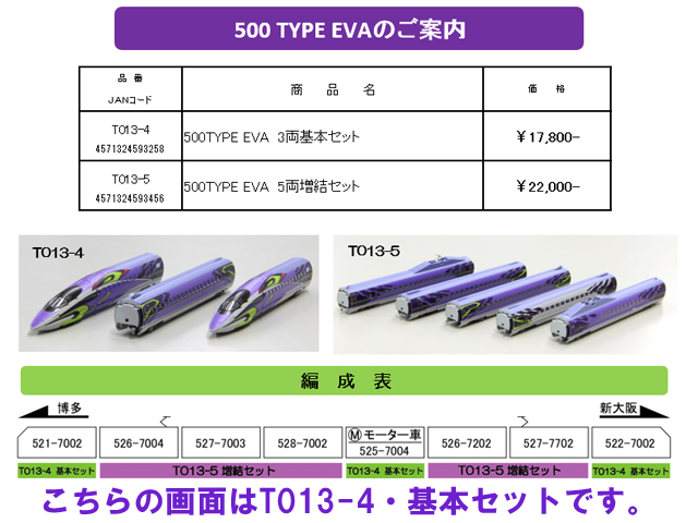 ロクハン T013-4 (Z)500TYPE EVA 基本3両セット（鉄道模型・Zゲージ