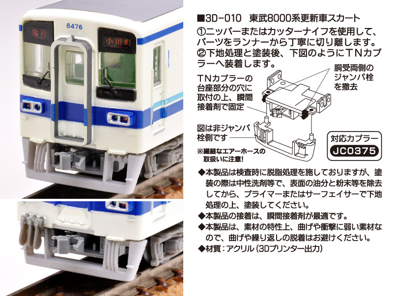 銀河モデル 3D-010 TNスカート 鉄コレ 東武8000系更新車用 2個 