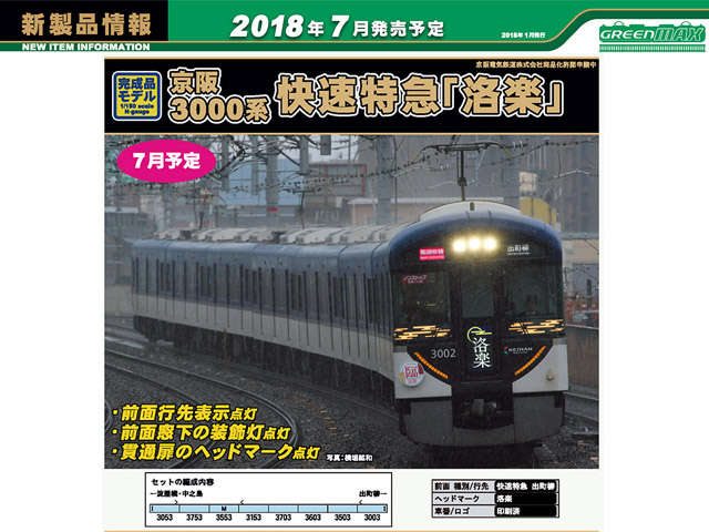 グリーンマックス 30734 京阪3000系 「快速特急・洛楽」8両セット 鉄道 ...