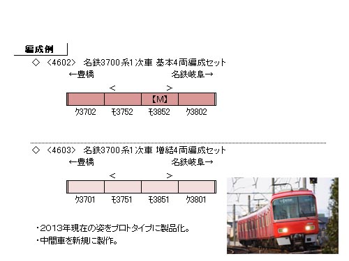 グリーンマックス 4603 名鉄3700系1次車 増結4両セット タムタム