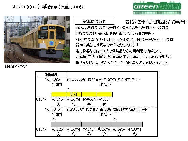 グリーンマックス 4639 西武9000系機器更新車 2008 基本4両セット タムタムオンラインショップ札幌店 通販 鉄道模型