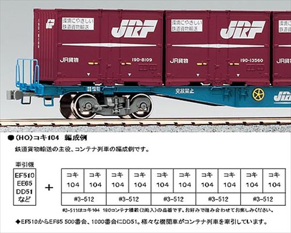 【買い取り】HOゲージ KATO 3-512 コキ104 19Dコンテナ積載 2両セット　5箱セット 貨物列車