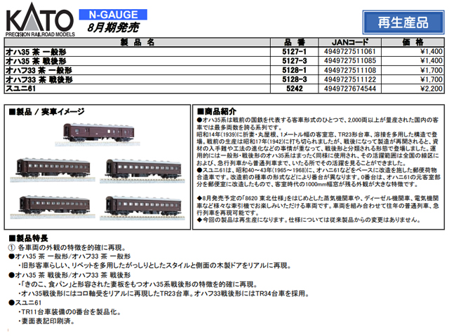 KATO 5128-3 オハフ33 茶 戦後形 Nゲージ タムタムオンラインショップ札幌店 通販 鉄道模型