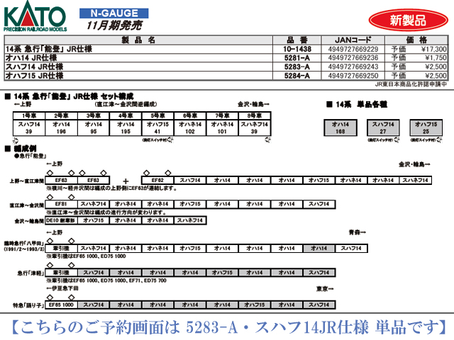 KATO 5283-A スハフ14 JR仕様 鉄道模型 Nゲージ タムタムオンライン