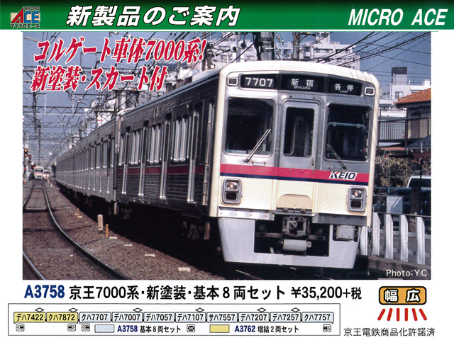 マイクロエース A3758 京王7000系 新塗装 基本8両セット 鉄道模型 N 