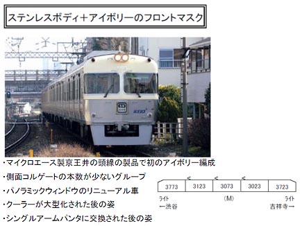 鉄道模型 京王3000系リニューアル車 アイボリー・シングルアームパンタ5両-