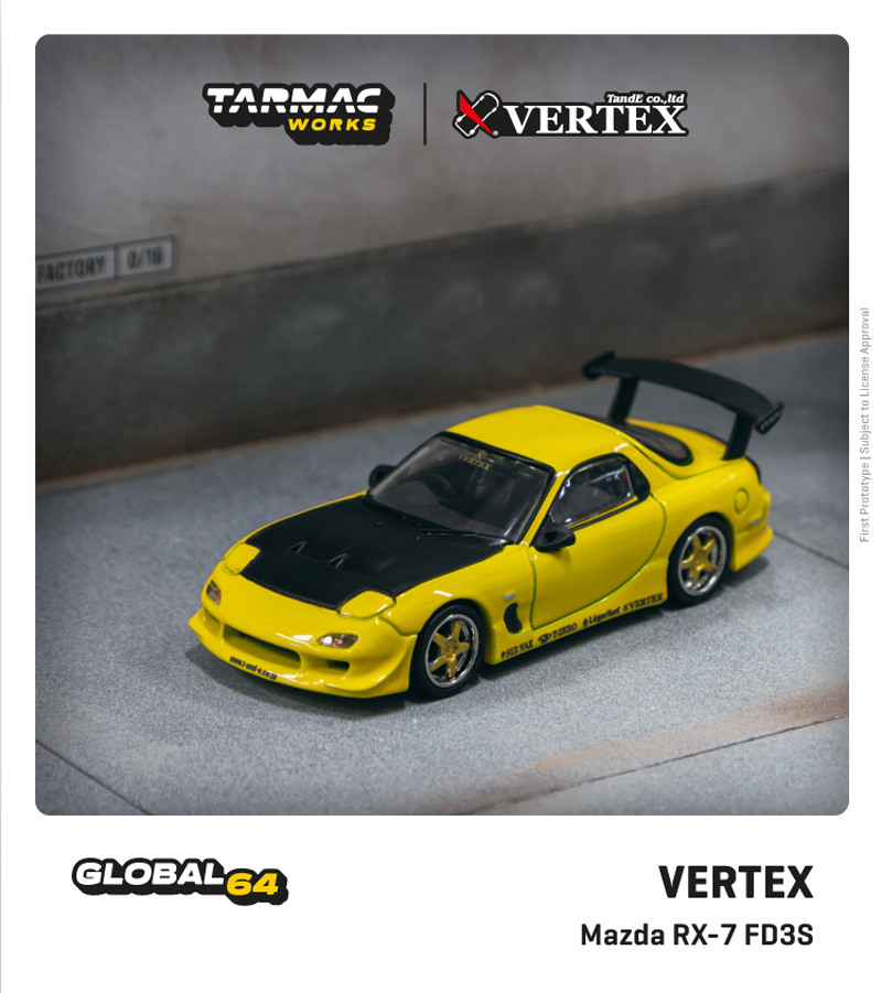 TARMAC 1/64 *VERTEX Mazda RX-7 FD3S Yellow Metallic タムタム 